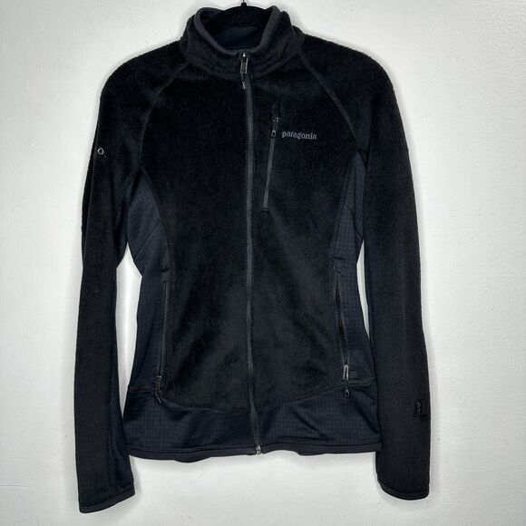 Patagonia Black Fuzzy Long Sleeve Front Full Zip Light Weight Fitted Jacket S - Picture 12 of 12